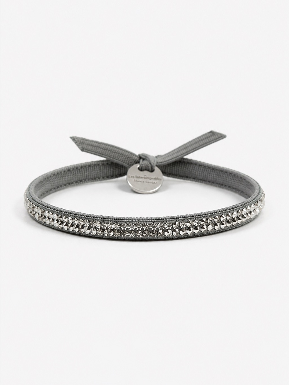 Les Interchangeables Crystal Stretch Bracelet Gray Silver Made in Franc